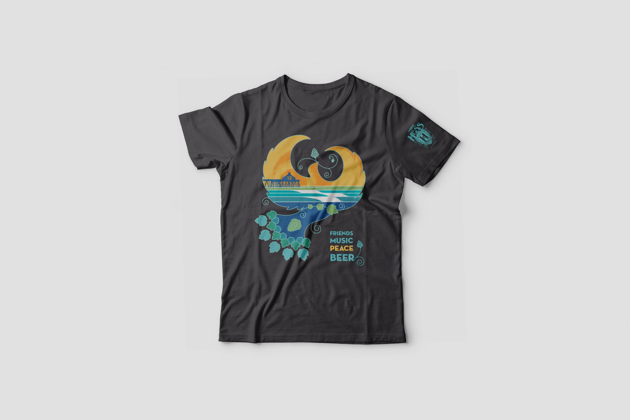 A black shirt with a stylized dove image on it.